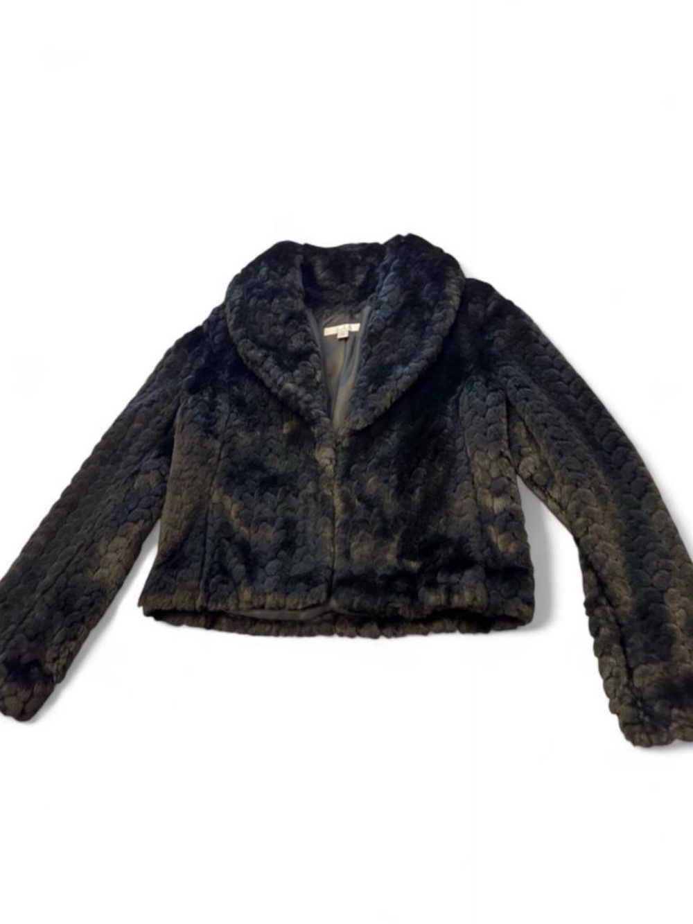 Caslon Black Cropped Faux Fur Jacket